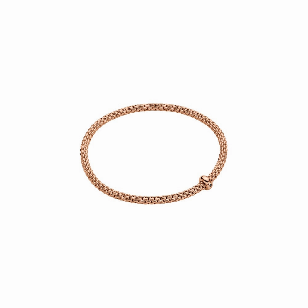 Fope Prima 18ct Rose Gold 0.01ct Black Diamond Flexible Bracelet