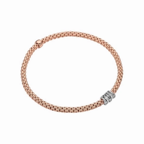 Fope Prima 18ct Rose Gold 0.07ct Diamond Flexible Bracelet