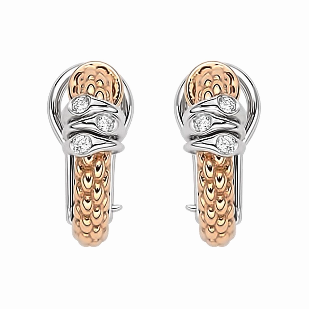 Fope Prima 18ct Rose Gold 0.08ct Diamond Hoop Earrings