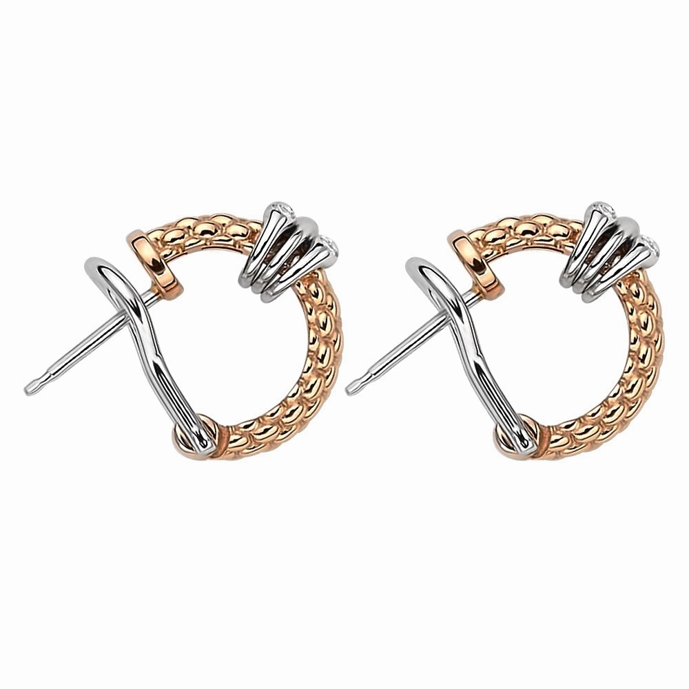 Fope Prima 18ct Rose Gold 0.08ct Diamond Hoop Earrings