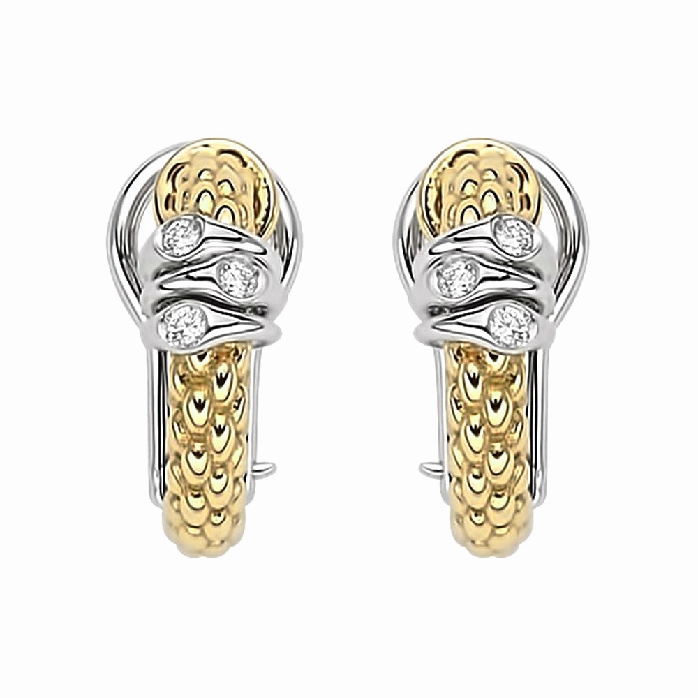 Fope Prima 18ct Yellow Gold 0.08ct Diamond Hoop Earrings