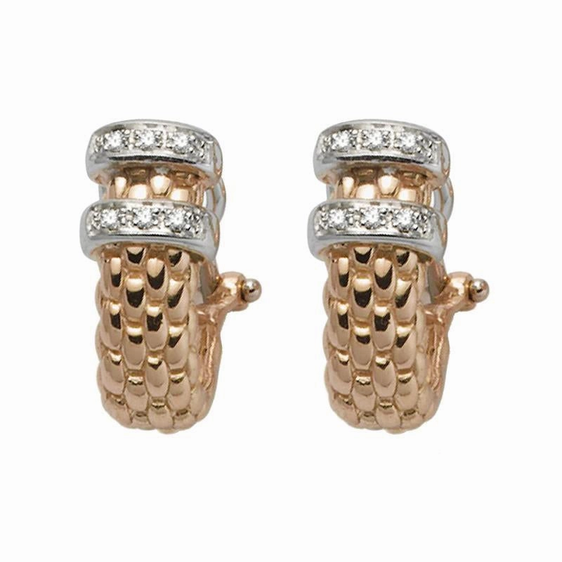 Fope Solo 18ct Rose Gold 0.11ct Diamond Stud Earrings