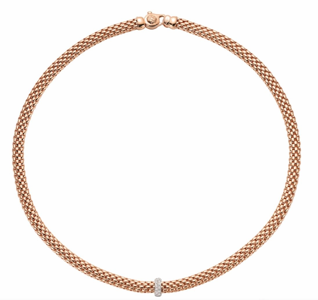 Fope Vendome 18ct Rose Gold 0.10ct Diamond Necklace