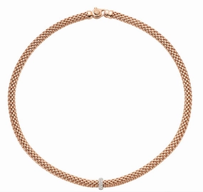 Fope Vendome 18ct Rose Gold 0.10ct Diamond Necklace