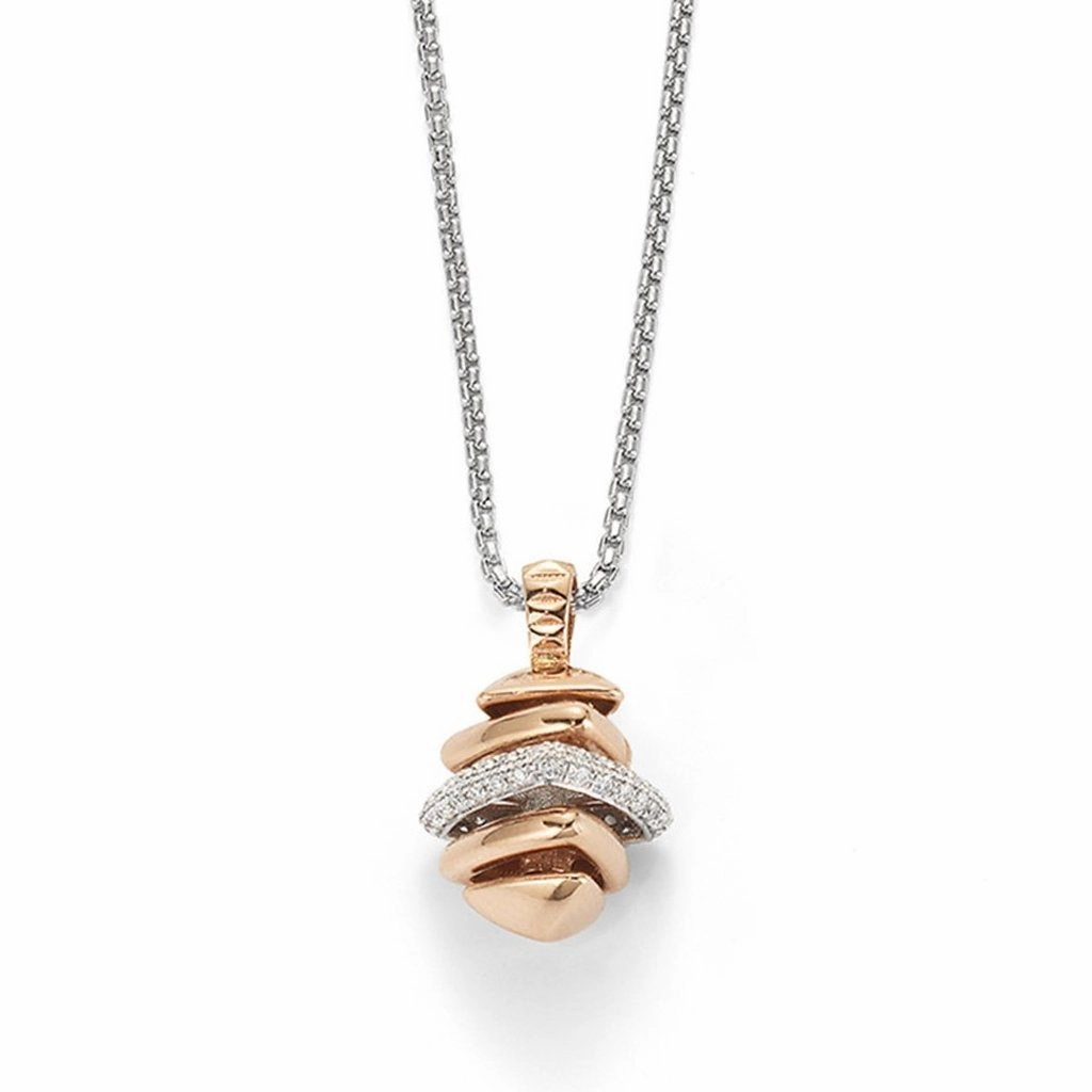 Fope Wild Rose 18ct Rose Gold 0.23ct Diamond 56cm Necklace
