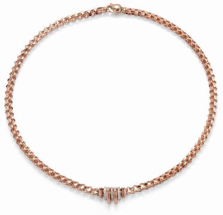 Fope Wild Rose 18ct Rose Gold 0.31ct Diamond Necklace D