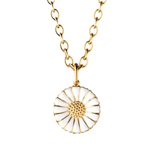 Georg Jensen Daisy 18ct Gold Plated Sterling Silver White Enamel Necklace