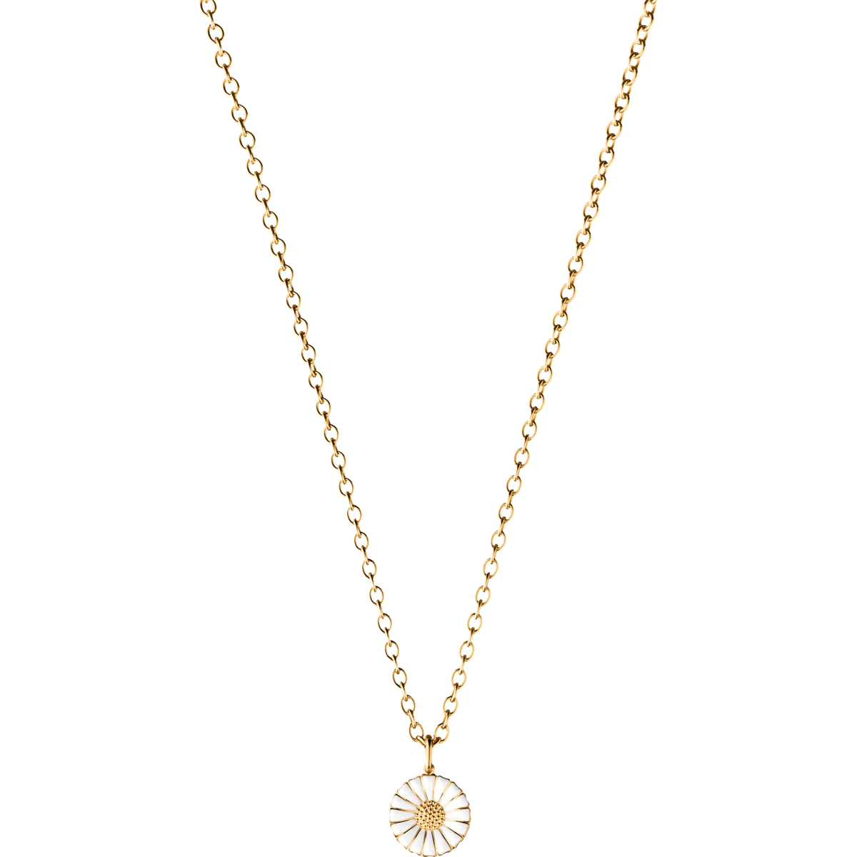 Georg Jensen Daisy 18ct Gold Plated Sterling Silver White Enamel Necklace