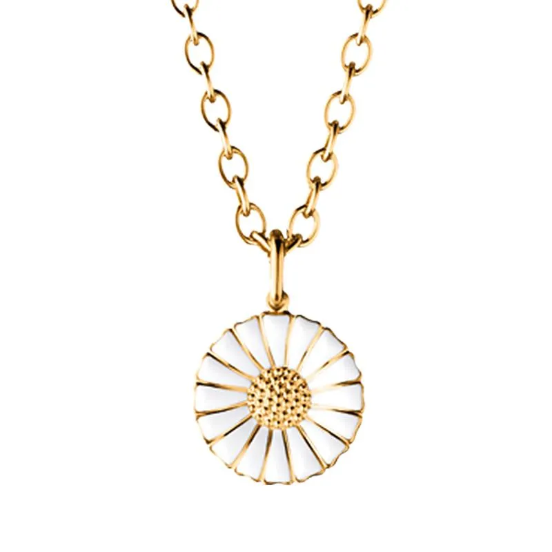 Georg Jensen Daisy 18ct Gold Plated Sterling Silver White Enamel Necklace