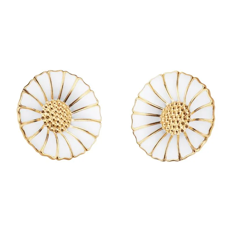 Georg Jensen Daisy 18ct Yellow Gold Plated Sterling Silver Enamel Stud Earrings