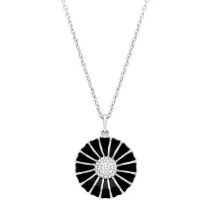 Georg Jensen Daisy Sterling Silver Black Enamel Necklace