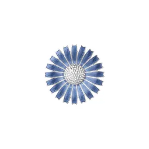 Georg Jensen Daisy Sterling Silver Blue Enamel Brooch