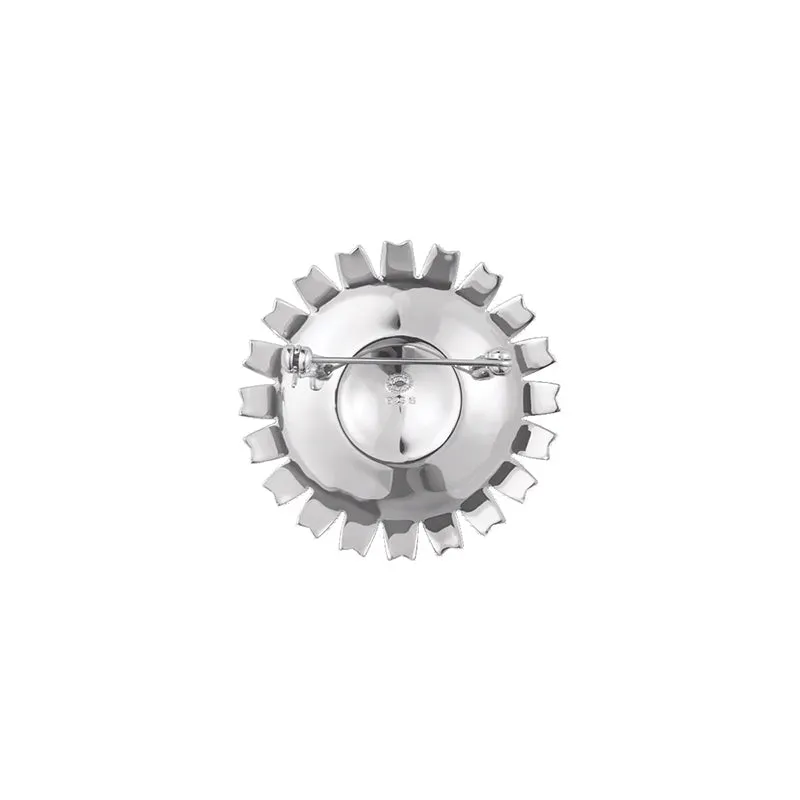 Georg Jensen Daisy Sterling Silver Blue Enamel Brooch