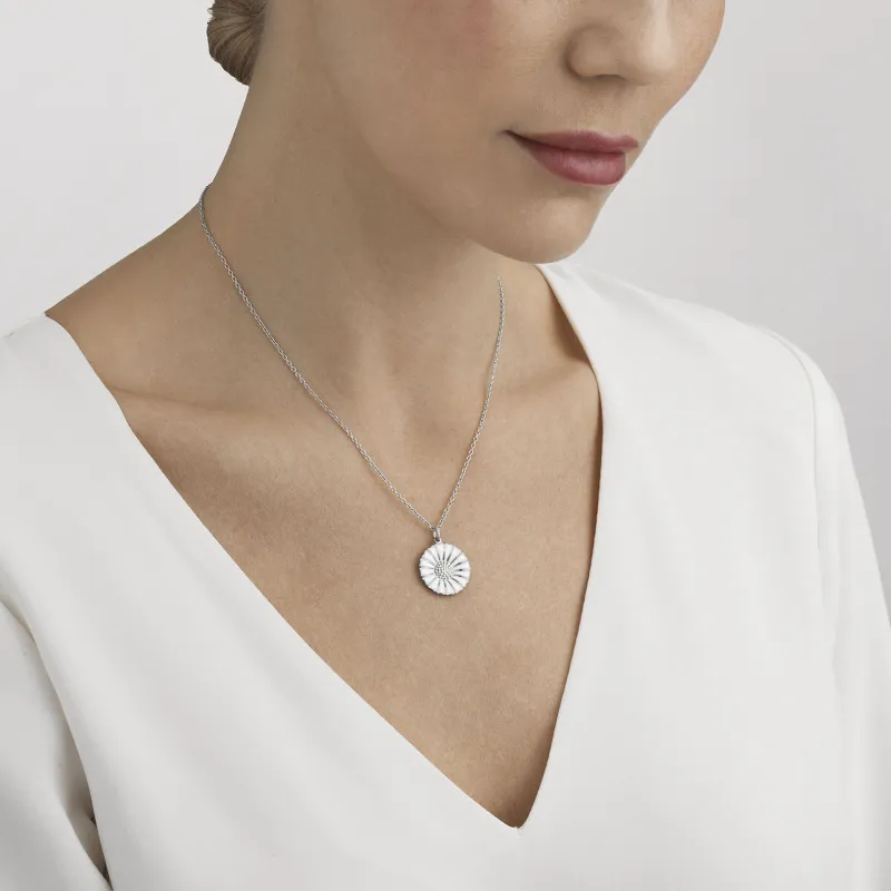 Georg Jensen Daisy Sterling Silver Enamel Necklace D