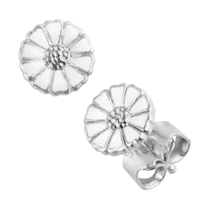 Georg Jensen Daisy Sterling Silver Enamel Stud Earrings D