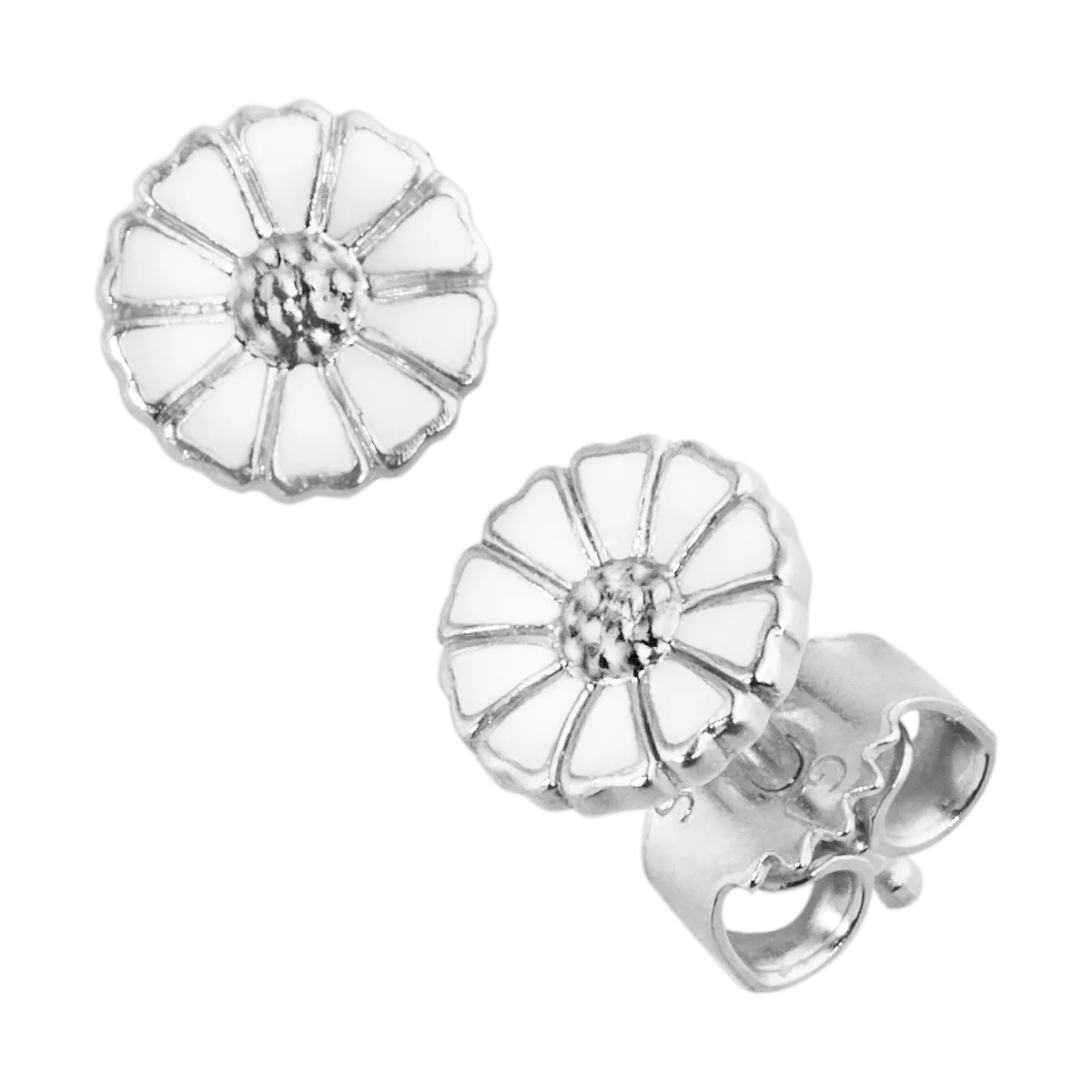 Georg Jensen Daisy Sterling Silver Enamel Stud Earrings D