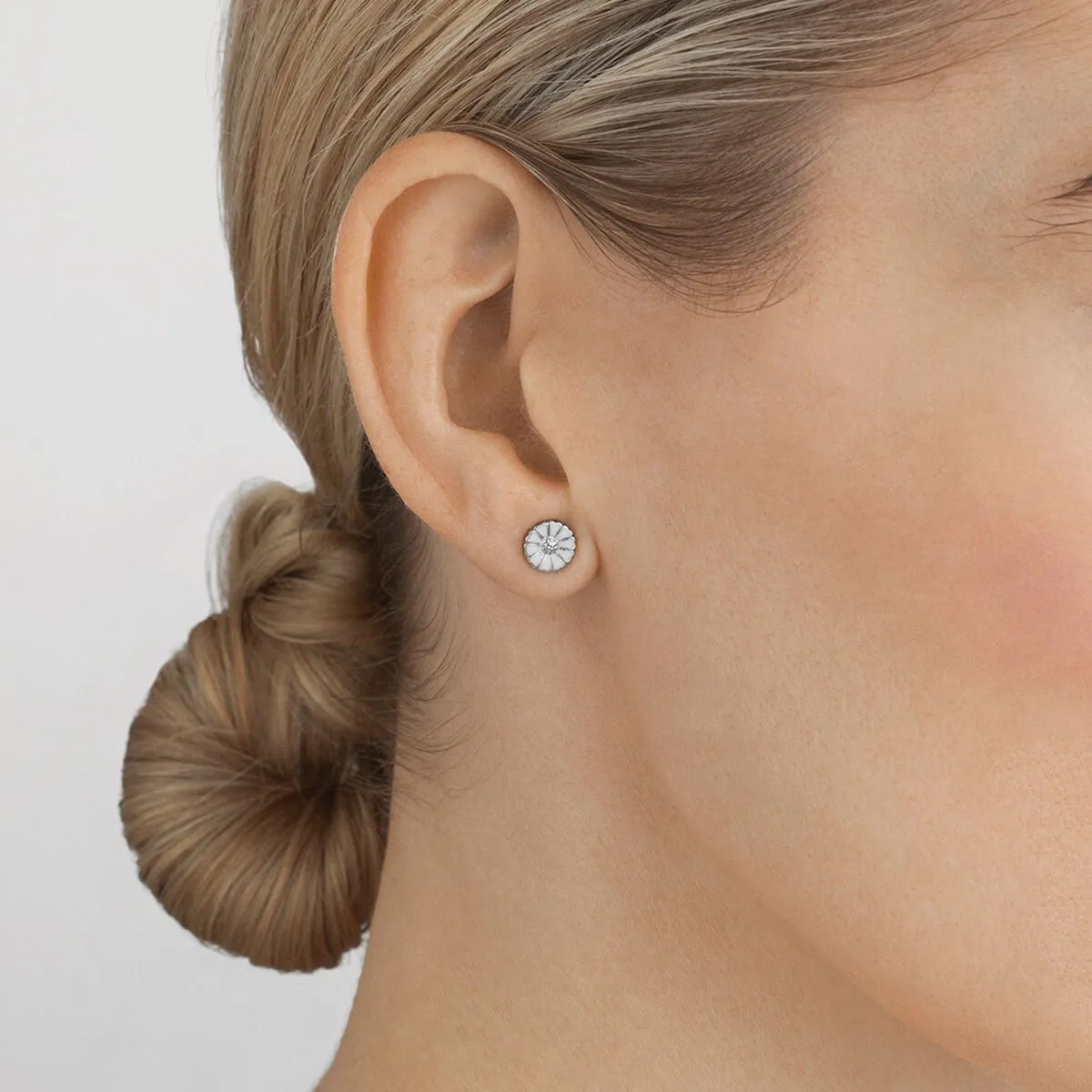 Georg Jensen Daisy Sterling Silver Enamel Stud Earrings D