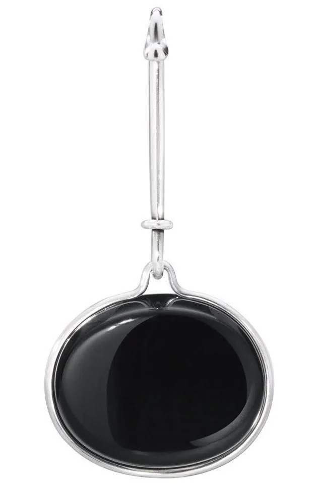 Georg Jensen Dew Drop Sterling Silver Obsidian Pendant