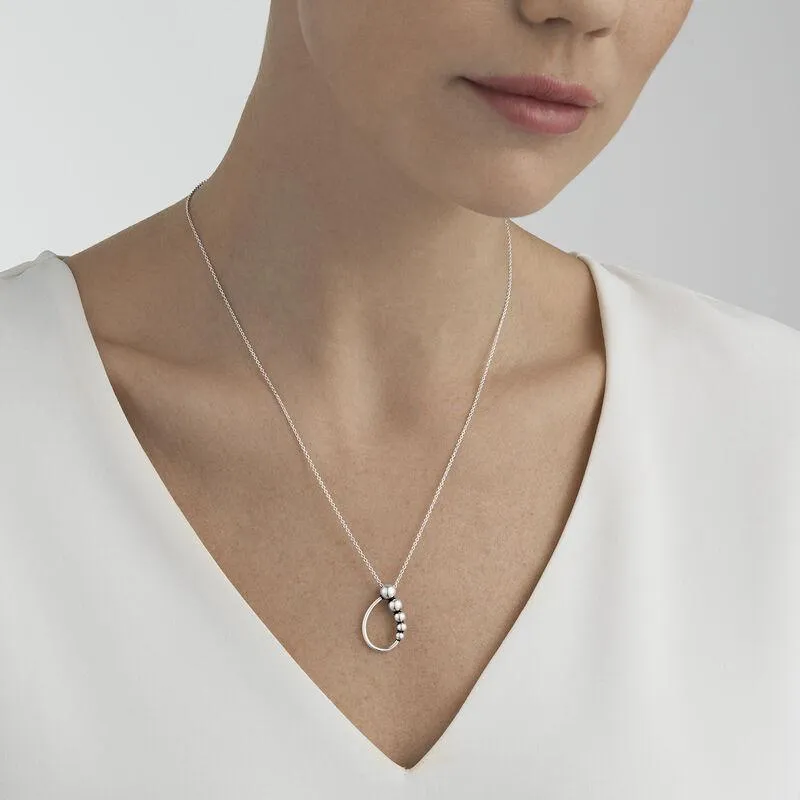 Georg Jensen Moonlight Grapes Sterling Silver Beaded Loop Necklace D