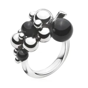 Georg Jensen Moonlight Grapes Sterling Silver Black Onyx Small Ring