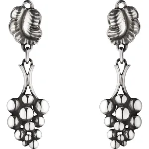 Georg Jensen Moonlight Grapes Sterling Silver Long Clip On Earrings