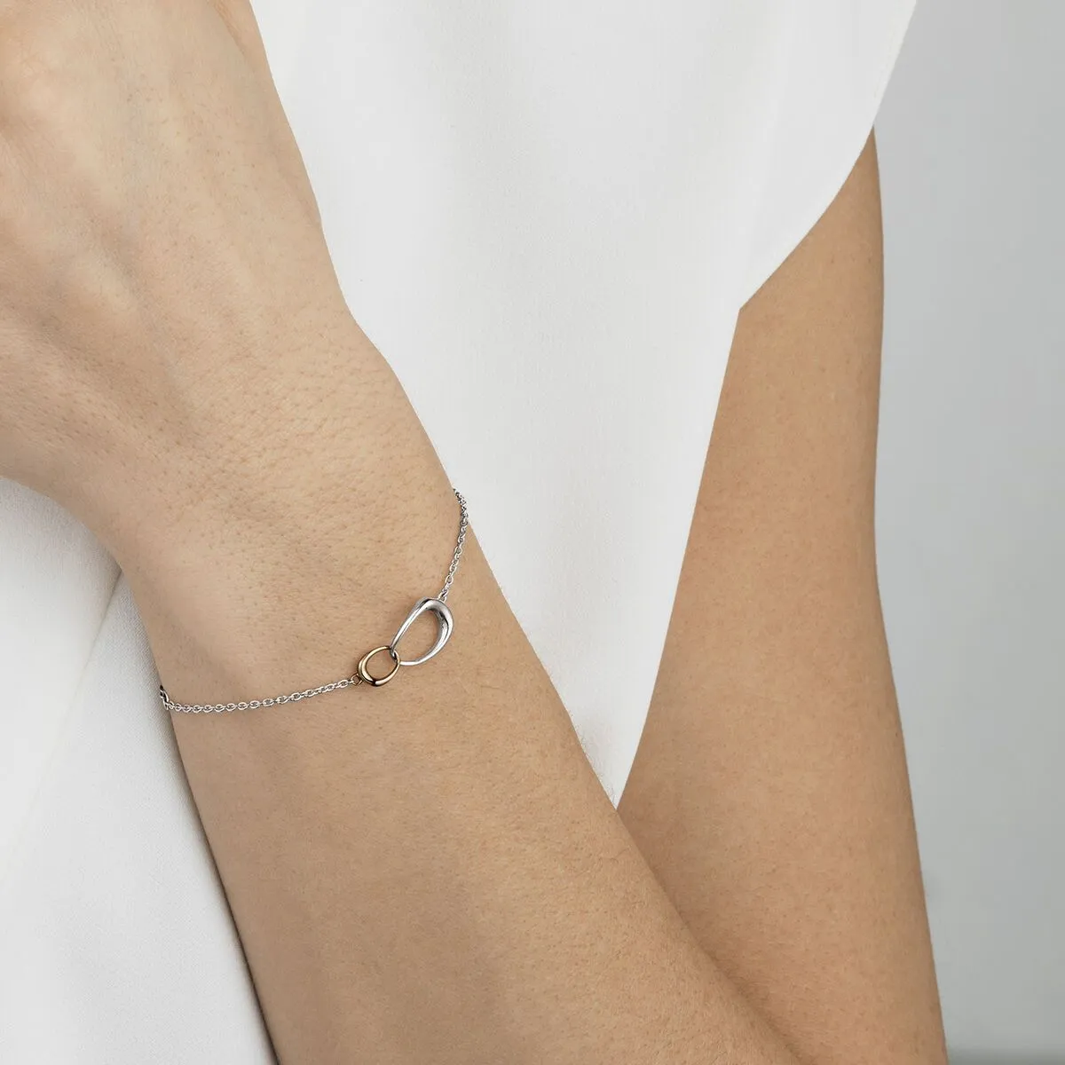 Georg Jensen Offspring Sterling Silver 18ct Rose Gold Bracelet