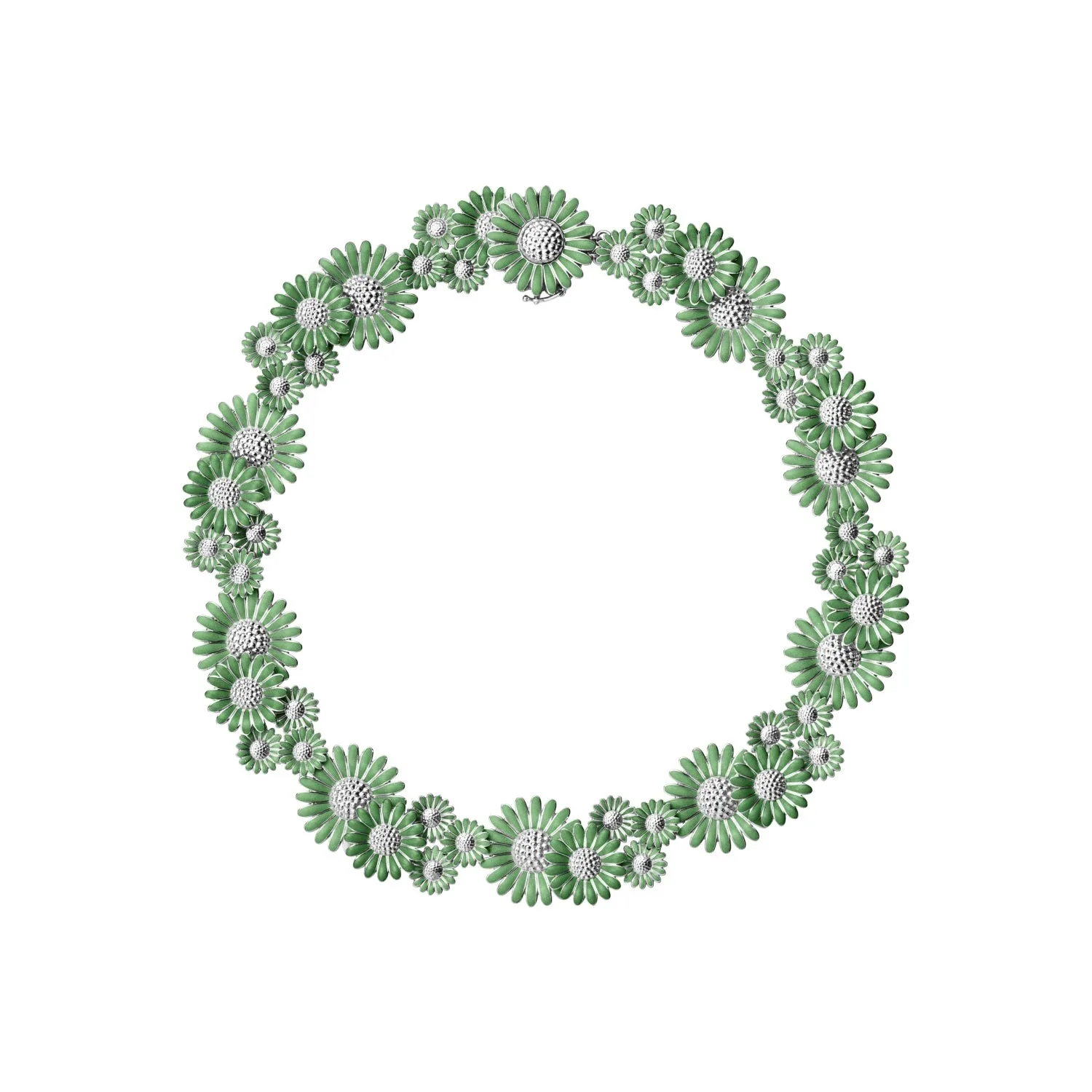 Georg Jensen Stine Goya Daisy Sterling Silver Vivid Green Enamel Necklace D