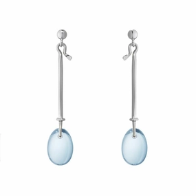 Georg Jensen Dew Drop Sterling Silver Blue Topaz Drop Earrings