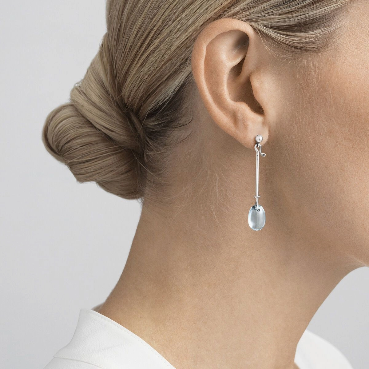 Georg Jensen Dew Drop Sterling Silver Blue Topaz Drop Earrings