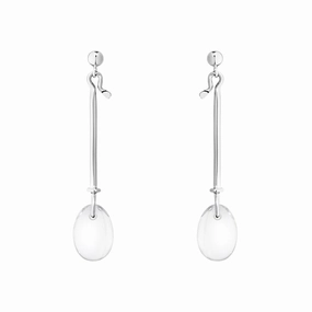 Georg Jensen Dew Drop Sterling Silver Rock Crystal Drop Earrings D