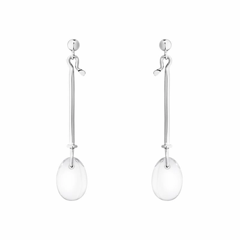 Georg Jensen Dew Drop Sterling Silver Rock Crystal Drop Earrings D