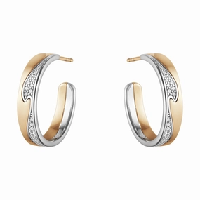 Georg Jensen Fusion 18ct Rose Gold Diamond Large Open Hoop Earrings D
