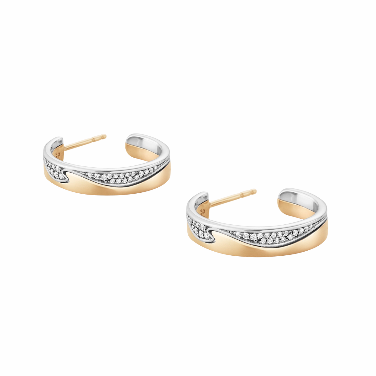 Georg Jensen Fusion 18ct Rose Gold Diamond Large Open Hoop Earrings D