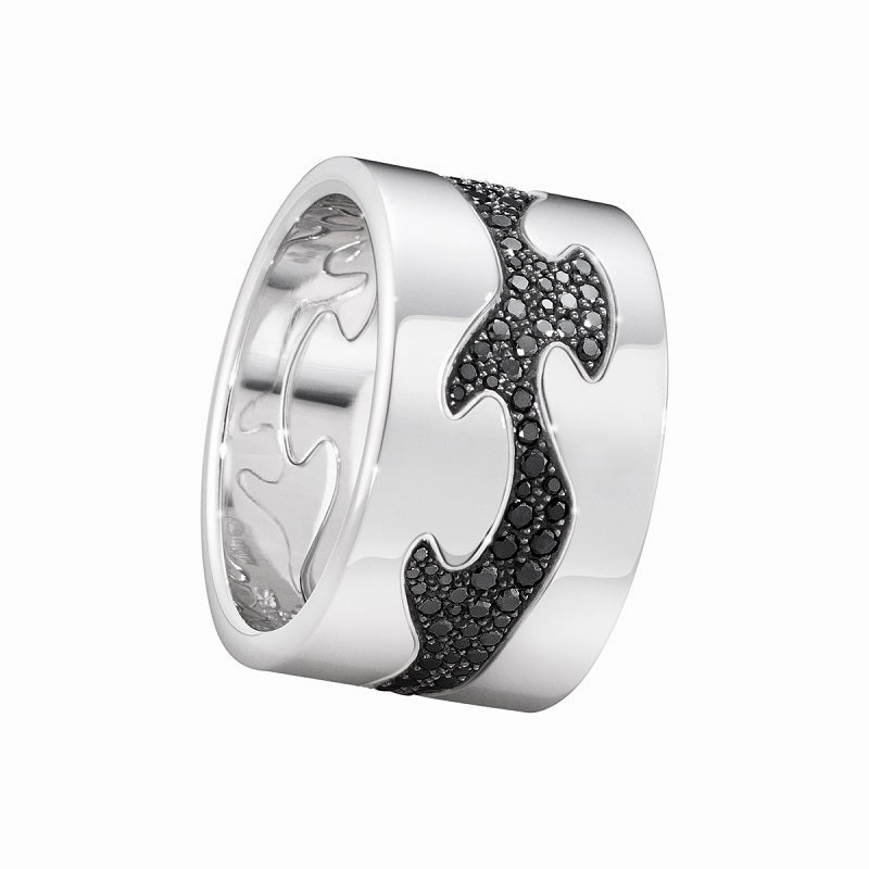Georg Jensen Fusion 18ct White Gold Black Diamond Three Piece Ring