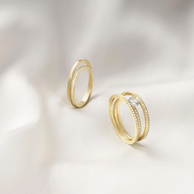 Georg Jensen Halo 18ct Yellow Gold 0.78ct Diamond Ring D