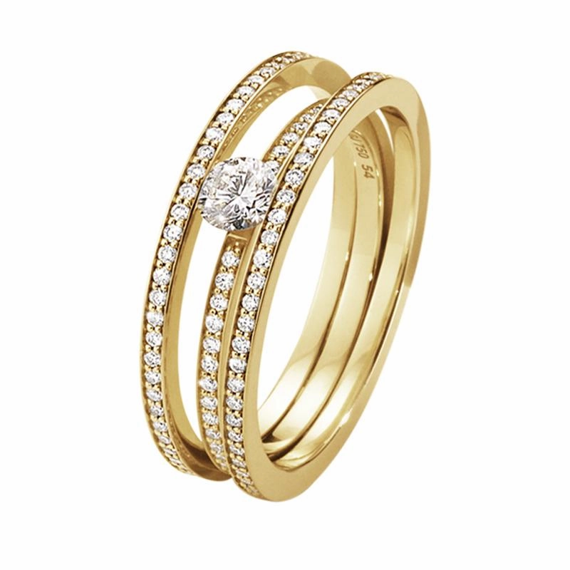 Georg Jensen Halo 18ct Yellow Gold 0.78ct Diamond Ring D