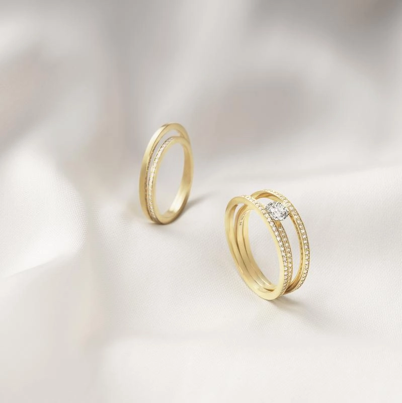 Georg Jensen Halo 18ct Yellow Gold 0.78ct Diamond Ring D