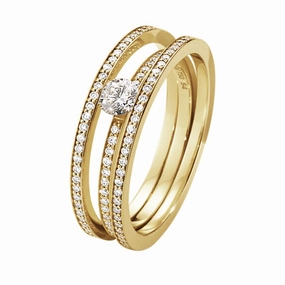 Georg Jensen Halo 18ct Yellow Gold 0.78ct Diamond Ring D
