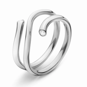 Georg Jensen Magic 18ct White Gold Diamond Wide Ring
