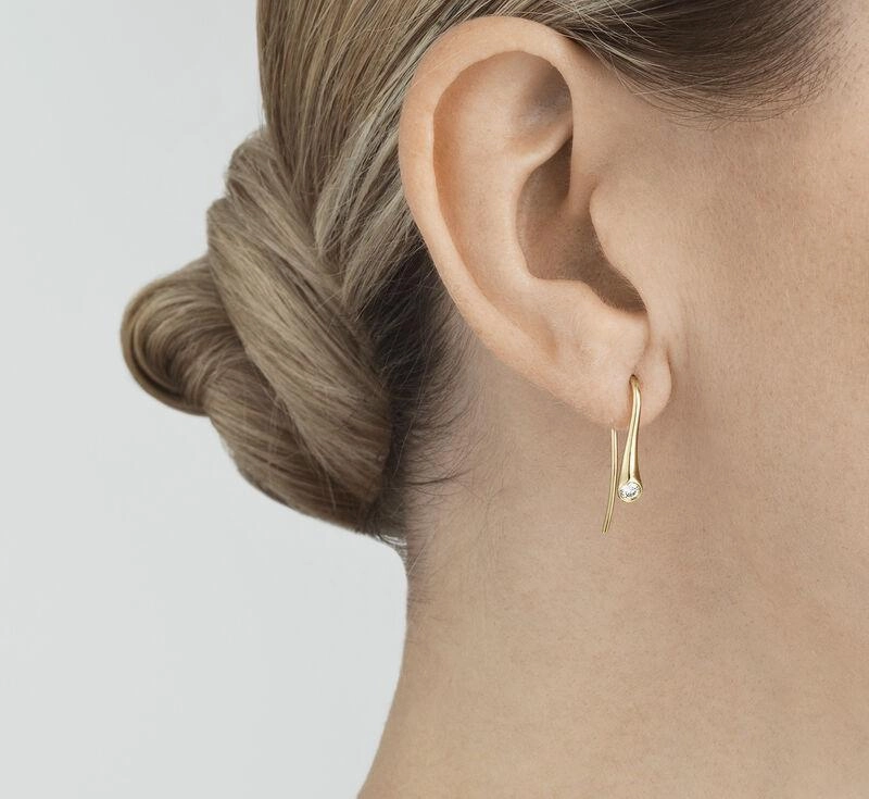Georg Jensen Magic 18ct Yellow Gold Diamond Hook Earrings
