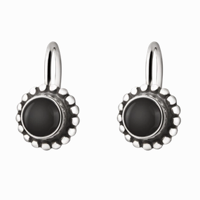 Georg Jensen Moonlight Blossom Sterling Silver Onyx Earrings D