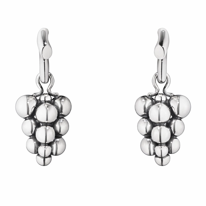 Georg Jensen Moonlight Grapes Sterling Silver Decorative Drop Earrings