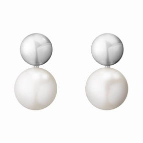 Georg Jensen Moonlight Grapes Sterling Silver Pearl Drop Earrings