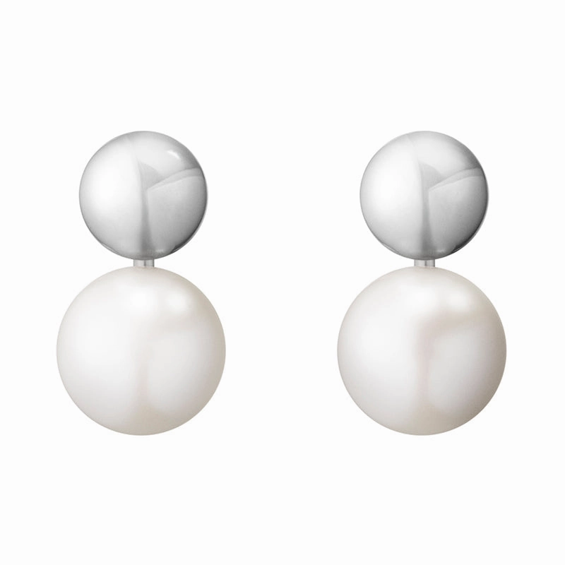 Georg Jensen Moonlight Grapes Sterling Silver Pearl Drop Earrings