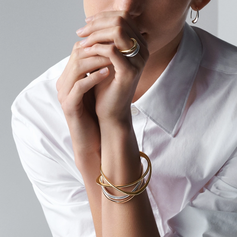 Georg Jensen Offspring 18ct Rose Gold Open Bangle D