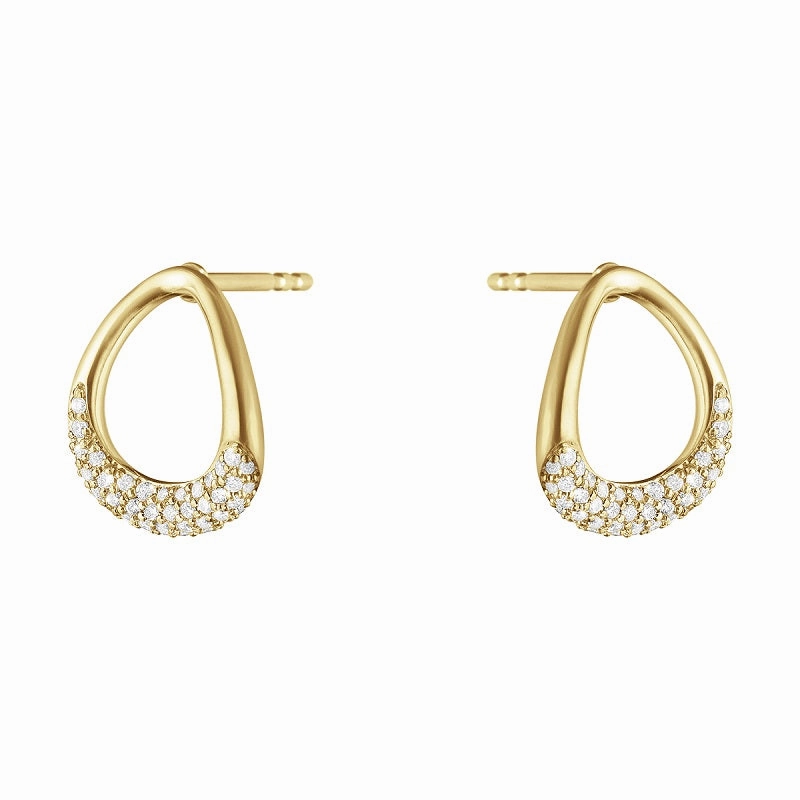 Georg Jensen Offspring 18ct Yellow Gold Diamond Pave Earrings D