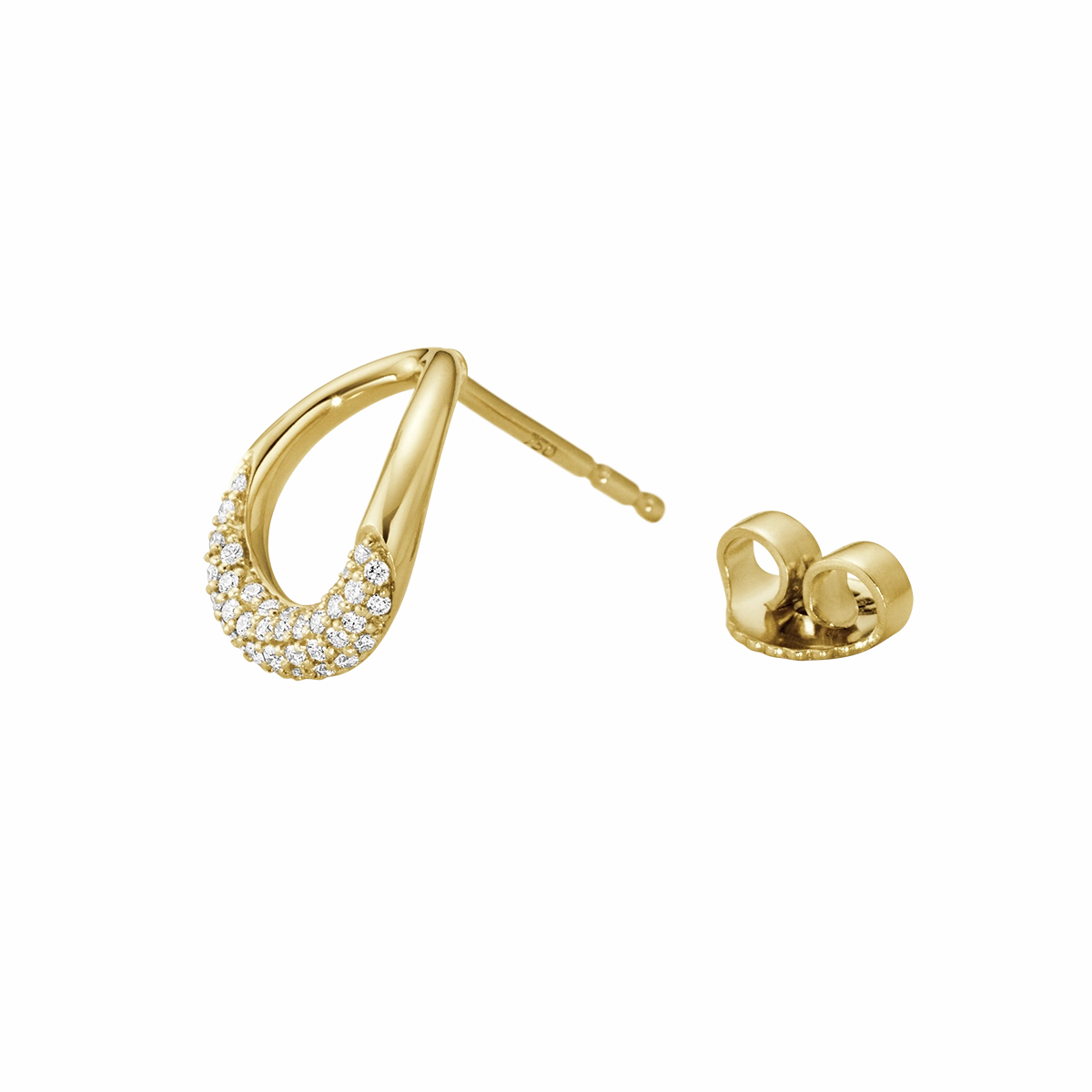 Georg Jensen Offspring 18ct Yellow Gold Diamond Pave Earrings D