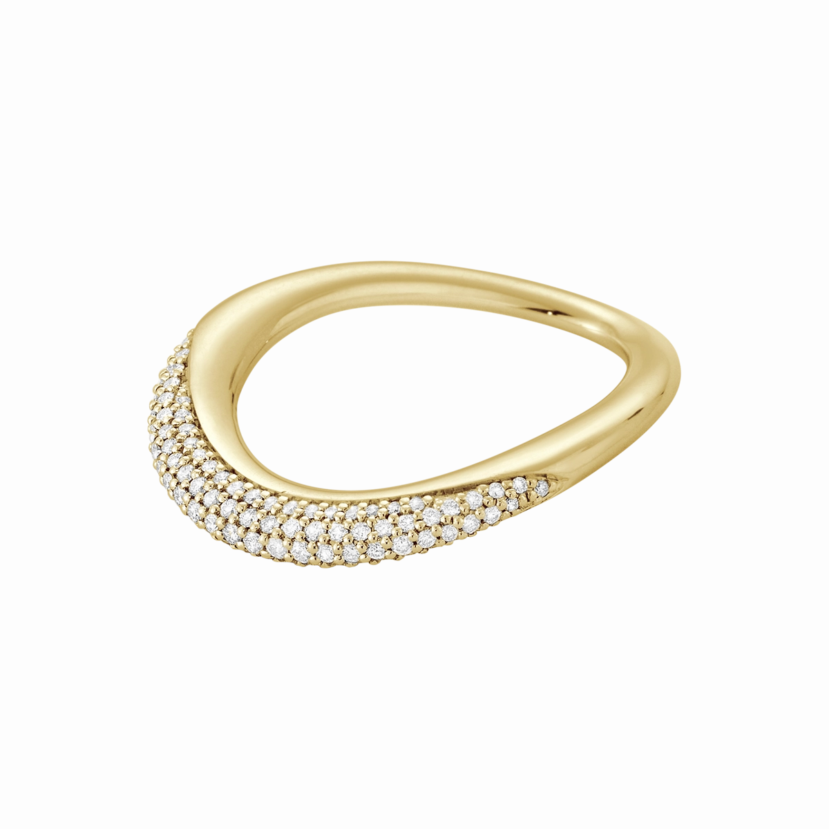 Georg Jensen Offspring 18ct Yellow Gold Diamond Pave Ring