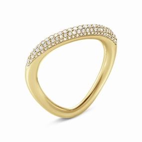 Georg Jensen Offspring 18ct Yellow Gold Diamond Pave Ring