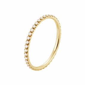 Georg Jensen Signature 18ct Yellow Gold Diamond Small Ring